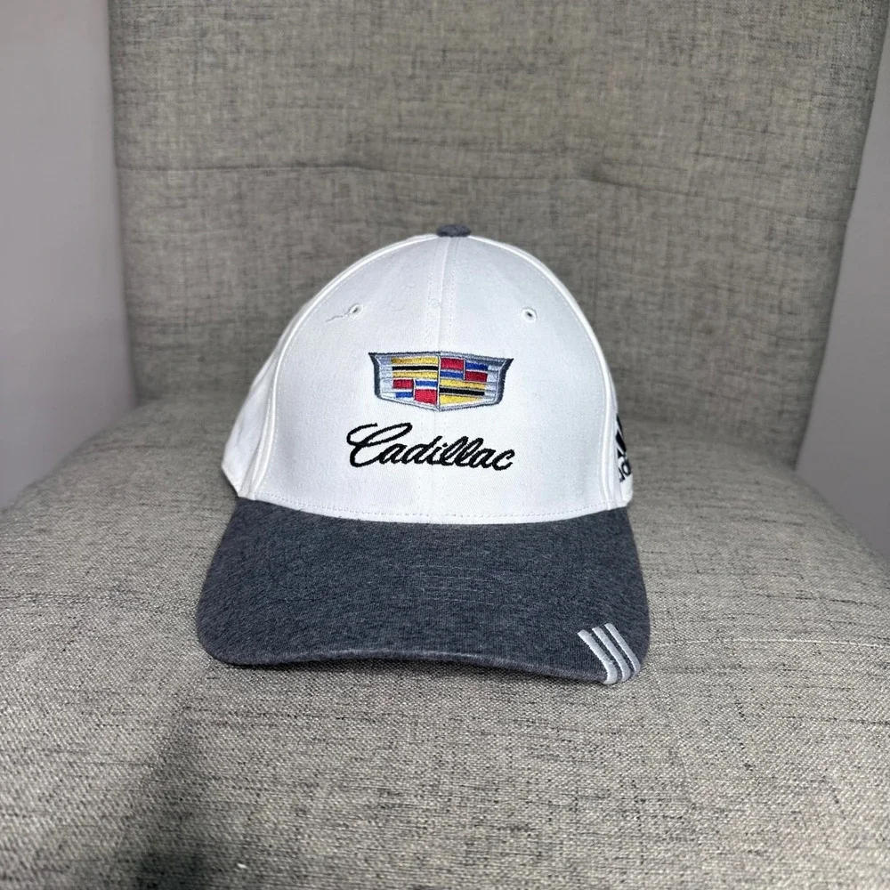 Cadillac Adidas Golf‎ Hat Cap White Charcoal Adjustable One Size Fits Most